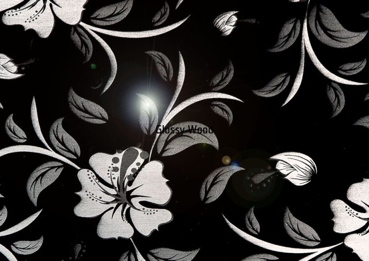Fekete kínai virág magasfényű bútorlap 6174